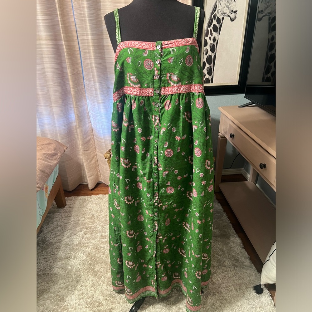 NATURAL LIFE Green and Pink Floral Dress